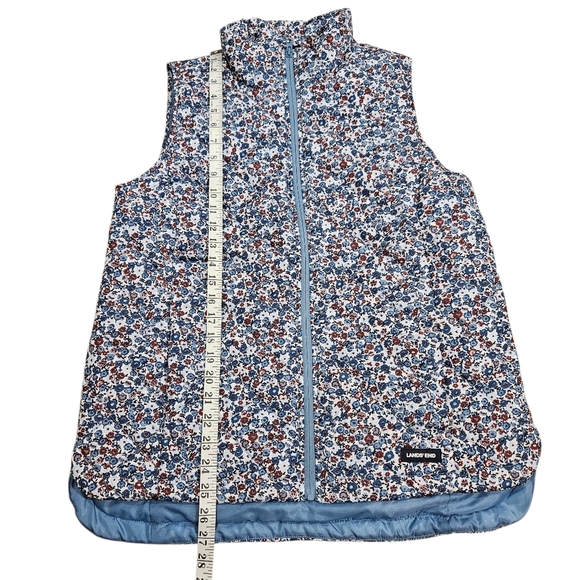 Women's Land's End Insulated Quilted Vest Muted Blue Floral Small 6-8 NWT - Picture 13 of 15